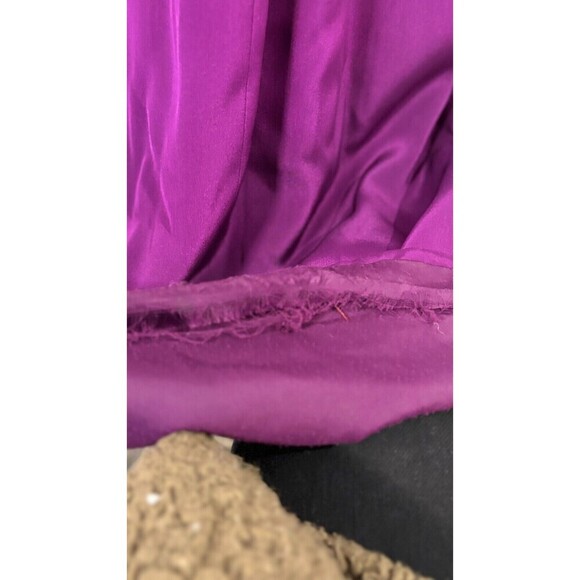 MARCHESA NOTTE Purple Silk Gold Sequin Ruched Long Evening Dress Ret $1095 Sz 16 - Picture 12 of 13